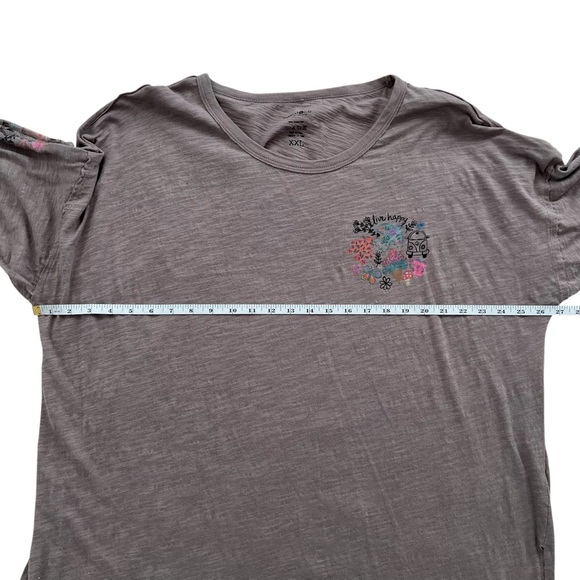 Natural Life Live Happy Oversized Cotton Doodle Long Sleeve Tee Shirt SZ XXL - Picture 10 of 11